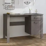 Vidaxl - Schreibtisch Hamar Hellgrau 113x50x75 Cm Massivholz Kiefer