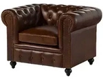 Sessel Echtleder Echtleder 105x82x75 Braun Chesterfield 102