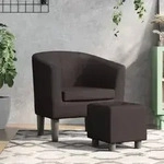 Clubsessel Mit Fu&szlig;hocker Braun Kunstleder Vidaxl