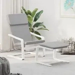 Relaxsessel Mit Hocker Hellgrau Stoff Vidaxl