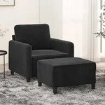 Sessel Mit Hocker Schwarz 60 Cm Samt - Vidaxl