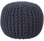 Runder Strickpouf 100% Baumwolle, Schwarz - Homescapes