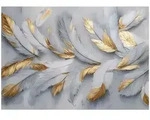 Fototapete Federn Glamour Gold &ndash; Moderne Gro&szlig;format Wandtapete 300x210 Cm &ndash; F&uuml;r