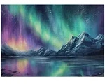 Fototapete Berge Nordlicht Natur &ndash; Moderne Gro&szlig;format Wandtapete 200x140 Cm...
