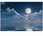 Fototapete Ozean Nacht Mond &ndash; Moderne Gro&szlig;format Wandtapete 350x250 Cm &ndash; F&uuml;r