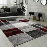 Paco Home - Designer Teppich Kariert Kurzflor Marmor Optik Meliert Modern Grau