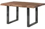 Massivmoebel24 - Baumtisch Sheesham 140x90x77 Grau Gebeizt / U-beine Anthrazit
