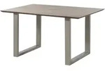 Massivmoebel24 - Esstisch Akazie 160x90 Grau Lackiert / U-beine Silber Matt...