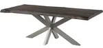 Massivmoebel24 - Baumtisch Mango 220x100x77 Grau Lackiert / Kreuzgestell Silber...