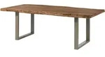 Massivmoebel24 - Baumtisch Sheesham 240x100x77 Natur Gebeizt / U-beine Silber...