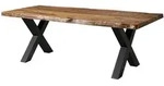 Baumtisch Sheesham 180x90x77 Natur Sandgestrahlt / X-beine Anthrazit Matt Freeform 5