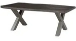Massivmoebel24 - Baumtisch Mango 240x100x77 Grau Lackiert / X-beine Silber Matt