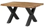 Baumtisch Sheesham 160x90x77 Natur Sandgestrahlt / X-beine Anthrazit Matt Freeform 5