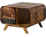 Couchtisch Sheesham 70x70x50 Dunkelbraun Lackiert Mailand 233