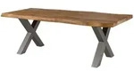 Baumtisch Sheesham 200x100x77 Natur Gebeizt / X-beine Silber Matt Freeform 5