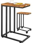 Casaria - Beistelltisch Mit Rollen 50x35x70cm C Form Holz Metall Modern 40kg