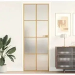 Innent&uuml;r Schlank Golden 76x201,5 Cm Hartglas Und Aluminium Vidaxl