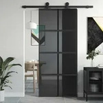 Vidaxl Schiebet&uuml;r Schwarz 90x205 Cm Aus Geh&auml;rtetem Glas Aluminium