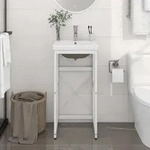 Vidaxl Badezimmer-waschtischgestell Mit Waschbecken Wei&szlig; Eisen