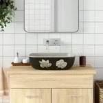 Aufsatzwaschbecken Grau Schwarz Rechteck 48x37,5x13,5cm Keramik Vidaxl