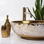 Rea - Aufsatzwaschbecken Margot White/gold