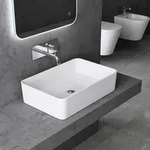 Doporro - Aufsatzwaschbecken Mineralguss-waschbecken 80x40x15 Cm, Waschtisch