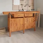 Vidaxl - Werkbank Mit Schubladen Schraubst&ouml;cken 162x62x83 Cm Akazienholz