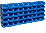 48tlg. Beh&auml;lter-set F&uuml;r Kleinteile Mit Wandplatten Blau Schwarz Vidaxl