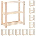 Lagerregale 3 B&ouml;den 10 Stk. 80x38x90cm Massivholz Kiefer 150kg Vidaxl