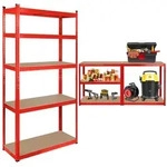 Rebel 2-in-1 Metall-lagerregal, 5 Ablagen, Garage, 180 X 90 X 40 Cm, 750 Kg