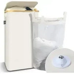 Vounot&reg; W&auml;schekorb Mit Deckel & W&auml;sches&auml;cke 100l Faltbarer W&auml;schesammler, Beige