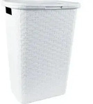 Kunststoff W&auml;schebox In Flechtoptik 65 Liter - Wei&szlig; - Stand W&auml;schekorb Mit...