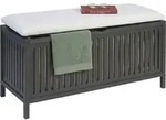 Relaxdays W&auml;schekorb Zum Sitzen, Walnuss, Gepolsterter Deckel, Hbt: 50 X 100 X 38