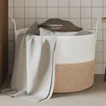 Aufbewahrungskorb Braun Und Wei&szlig; &Oslash;51x33 Cm Baumwolle Vidaxl