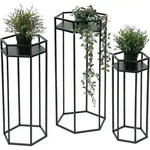 Dandibo Blumenhocker Metall Schwarz 6eck Blumenst&auml;nder Beistelltisch 96453 3er Set