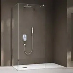 Duschwand Walk-in Dusche Duschtrennwand 120x80cm Mit Rechteckigem Stabilisator
