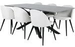 Ebuy24 - Piazzagrbl Essgruppe Esstisch Grau Und 6 Velvet Esszimmerst&uuml;hle Samt...