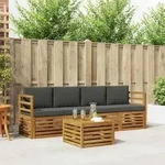 Vidaxl Outdoor Sofa Set 5 Pcs Natural And Anthracite Solid Acacia Wood