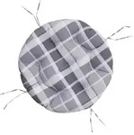 Kissen Rund Grau Karomuster &Oslash; 60x11 Cm Oxford-gewebe Vidaxl