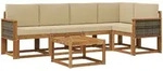 Outdoor-sofagarnitur 6 Pcs Natur Und Beige Massivholz Akazie Vidaxl