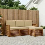 Vidaxl Outdoor Sofa Set With Cushion 4 Pcs Natural And Beige