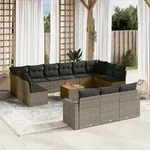 14-tlg. Garten-sofagarnitur Mit Kissen Grau Poly Rattan Vidaxl