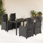 5-tlg. Garten-essgruppe Mit Kissen Schwarz Poly Rattan - Vidaxl