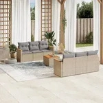 7-tlg. Garten-sofagarnitur Mit Kissen Beige Poly Rattan - Vidaxl