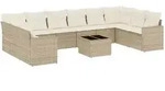 11-tlg. Garten-sofagarnitur Mit Kissen Beige Poly Rattan Vidaxl