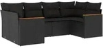 Vidaxl Gartenm&ouml;belset 6-teilig Mit Kissen Schwarz Geflochtene Kunststoffe