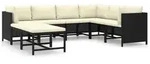 8-tlg. Garten-lounge-set Mit Kissen Poly Rattan Schwarz - Vidaxl