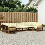 Vidaxl Outdoor Sofa Set With Cushion 7 Pcs Natural And Cream
