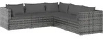 5-tlg. Garten-lounge-set Mit Kissen Poly Rattan Grau Vidaxl