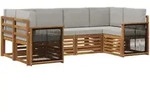 Ecksofa Set Mit Kissen 5 Pcs Nat&uuml;rlich Und Hellgrau Vidaxl